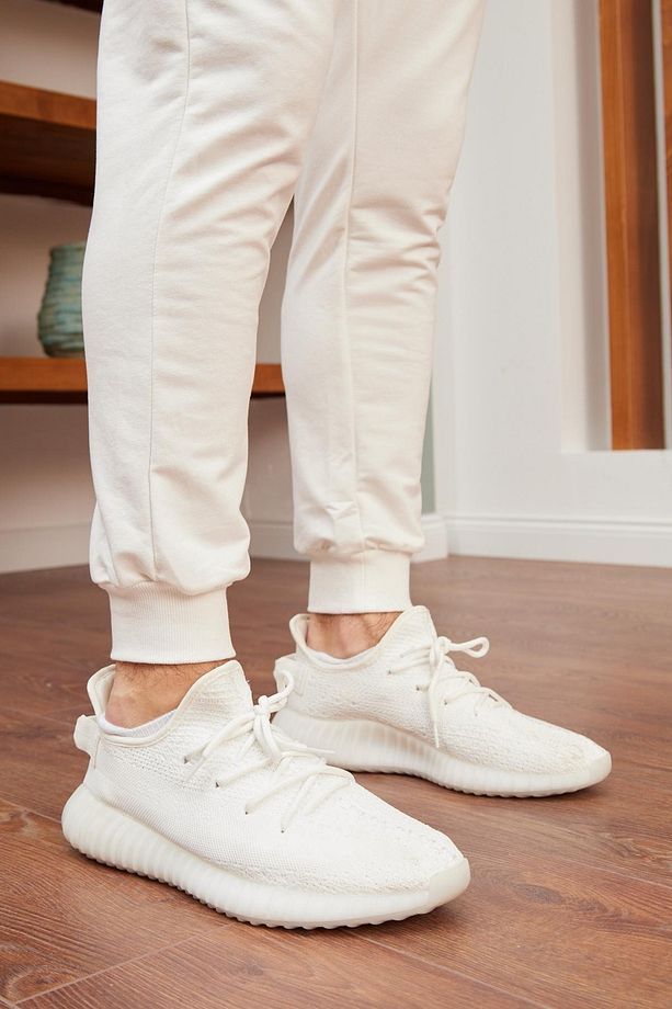 Erkek Basic Fit Kalıp Eşofman Altı Ekru - 5