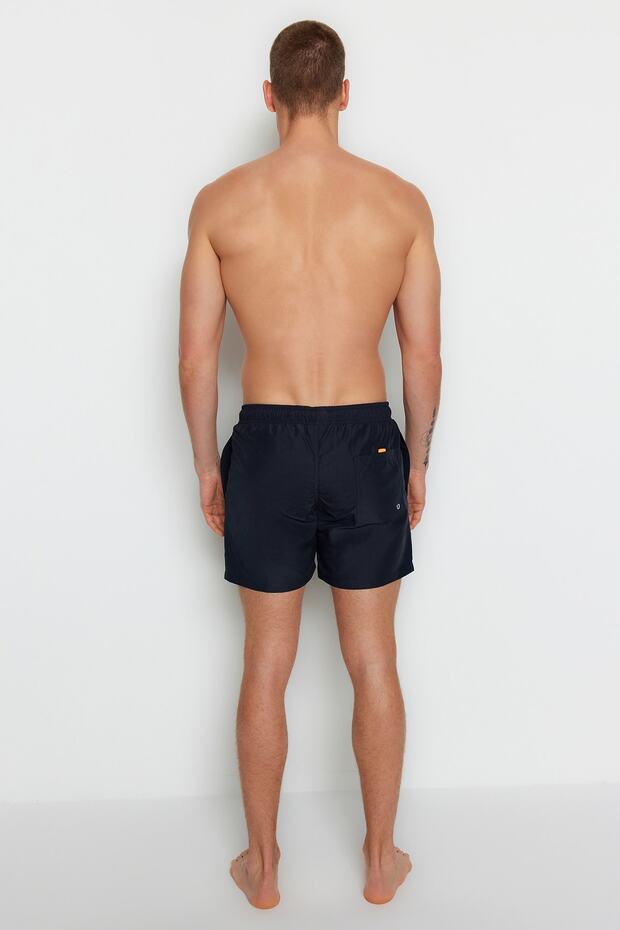 Lacivert Standart Boy Etiket Detaylı Mayo Deniz Şortu TMNSS23DS00026 - 3