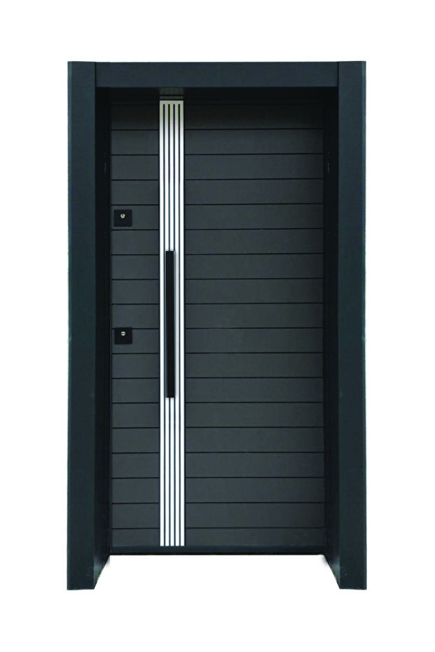 Düz Model Çelik Kapı, Antrasit Renk Çelik Kapı, Tırnaklı Çelik Kapı, Çelik Kapı Sağ Açılım - 1