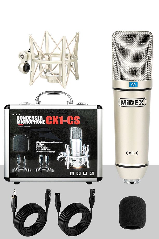 CX1 Mixer Set Condenser Mikrofon Ses Kartlı Mikser + Stand + Filtre - 2