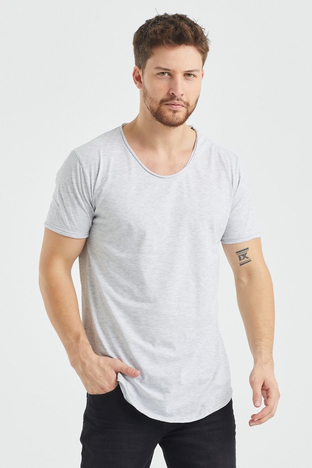 Gray Dirty Collar Casual T-shirt- Tcpsr09s