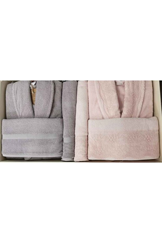 Branch Family Bathrobe Set Gray-powder