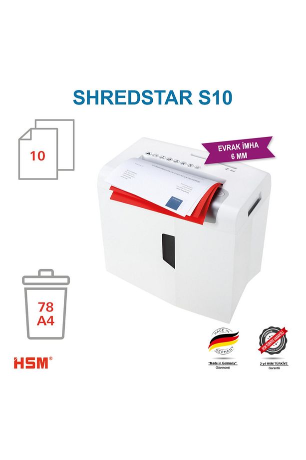 Shredstar S10 Evrak Imha Makinesi / Kağıt Kırpma Makinesi - Cd Imha Makinesi - Düz/şerit Kesim 6 - 3