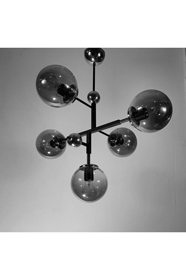 Pikaso Glop Toplu Modern 5'li Krom Avize - 2