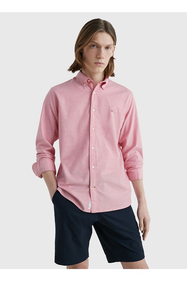 Regular Fit Düğmeli Yaka Kırmızı Erkek Gömlek Mw0mw29968xıx - 2