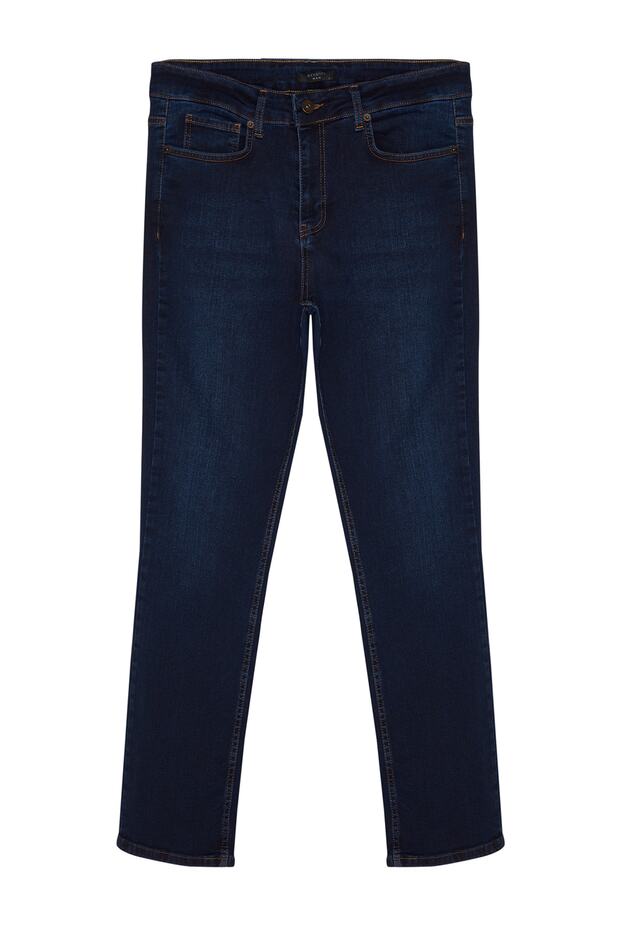 Lacivert Esnek Kumaş Regular Fit Jeans Kot Pantolon TMNAW23JE00036 - 11