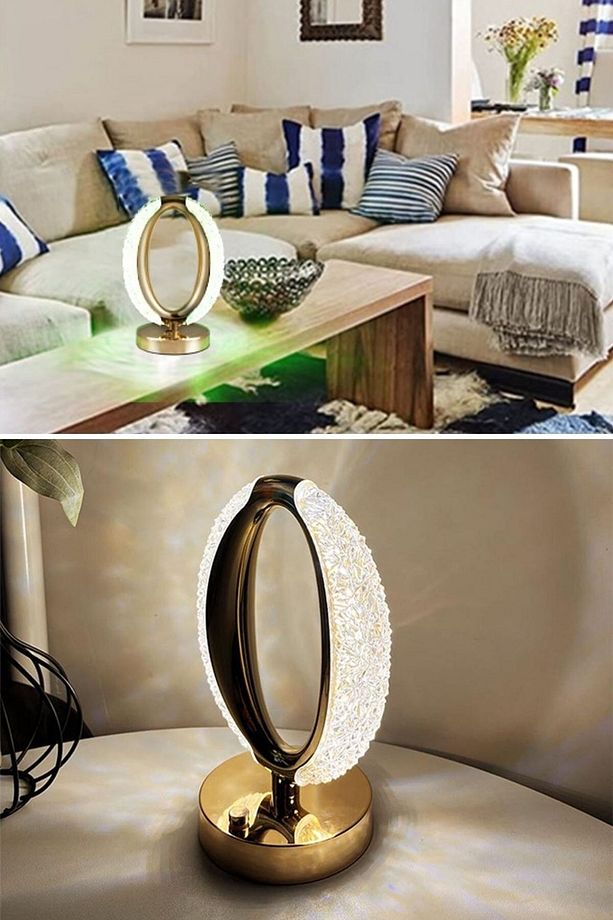 ® Yuvarlak Model Usb Şarjlı Dokunmatik 3 Farklı Işık Modlu Masa Üstü Kristal Akrilik Lamba Led - 4