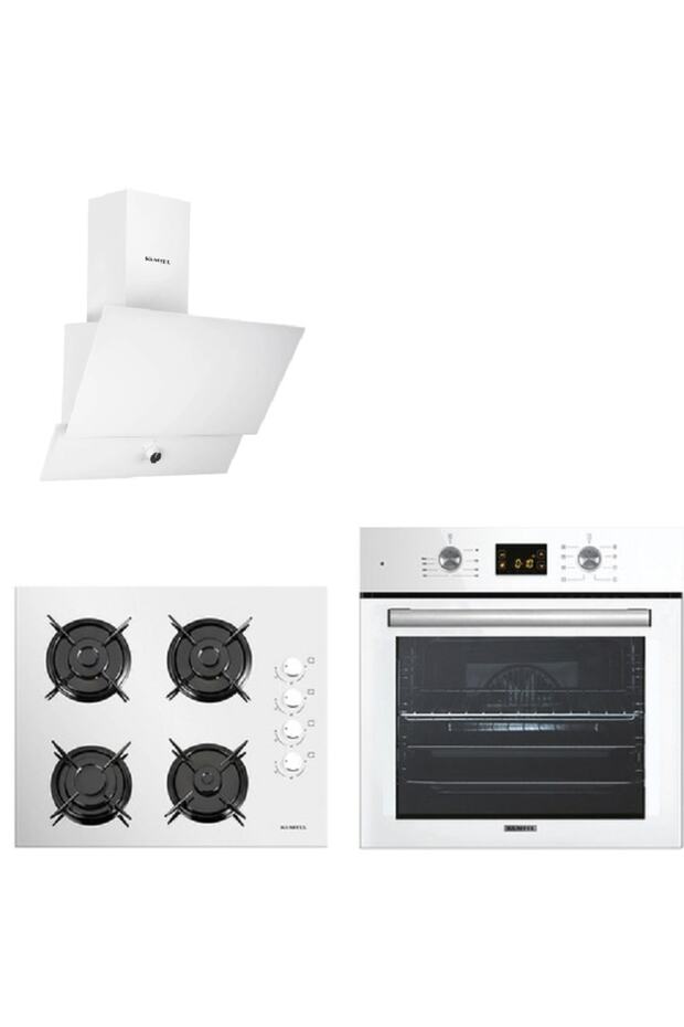 Beyaz Cam Digital / Dokunmatik Ankastre Set - 8 Programlı