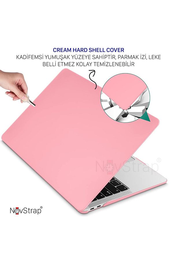 Macbook Air M1 Çip A2337 A1932 A2179 13.3 Uyumlu Kılıf Cream Hard Shell Rubber Kapak - 3