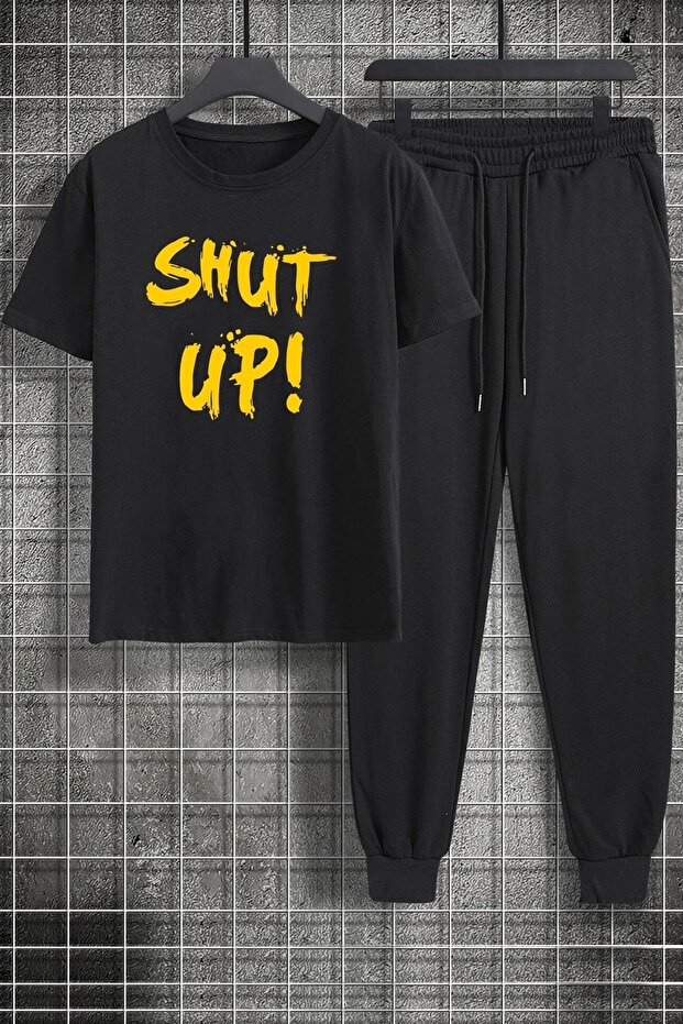 طقم بدلة رياضية Shut Up مطبوعة للجنسين