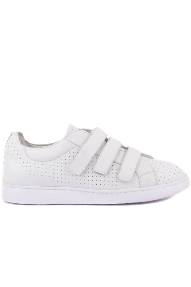 - White Leather Velcro Men's Shoes 101-3706-He754
