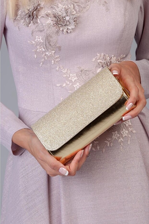 Gold Lurex Portfolio Evening Dress Bag