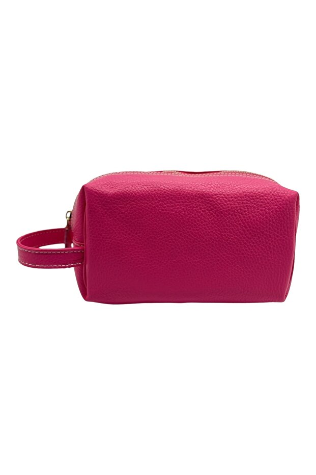 Çanta Içi Makyaj Malzemesi Düzenleyici, Organizer %100 Hakiki Deri (FUŞYA) E:20cm Y:13cm D:10cm - 3