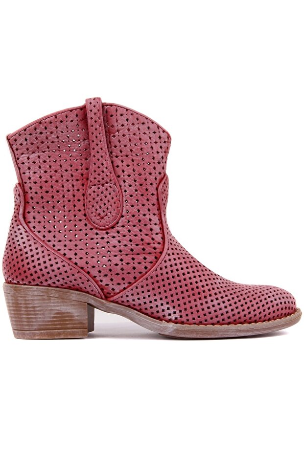 - Burgundy Tumbled Leather Zipperless Women's Summer Boots 105-2596-Venus