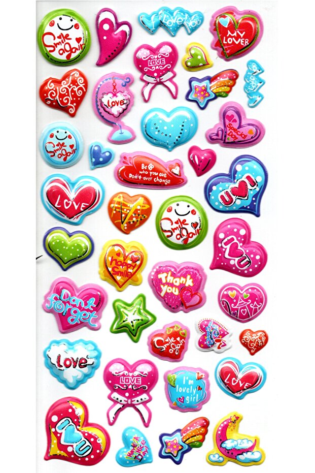Sticker Embossed Stiker Notebook, Planner Label (limlra-017) - 17x9 Cm - Heart Love