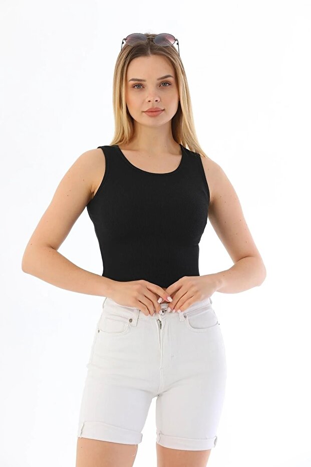 Halter Neck Ribbed Crop Undershirt - 3