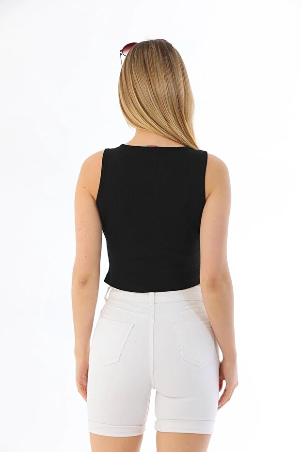 Halter Neck Ribbed Crop Undershirt - 4