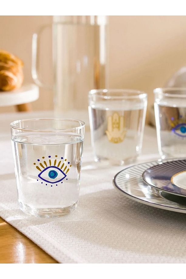 Göz Baskılı Cam Bardak 3'lü 315 Ml - 3