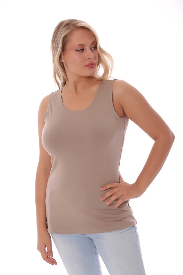 Geniş Askılı Basıc Vizon Bluz - 3