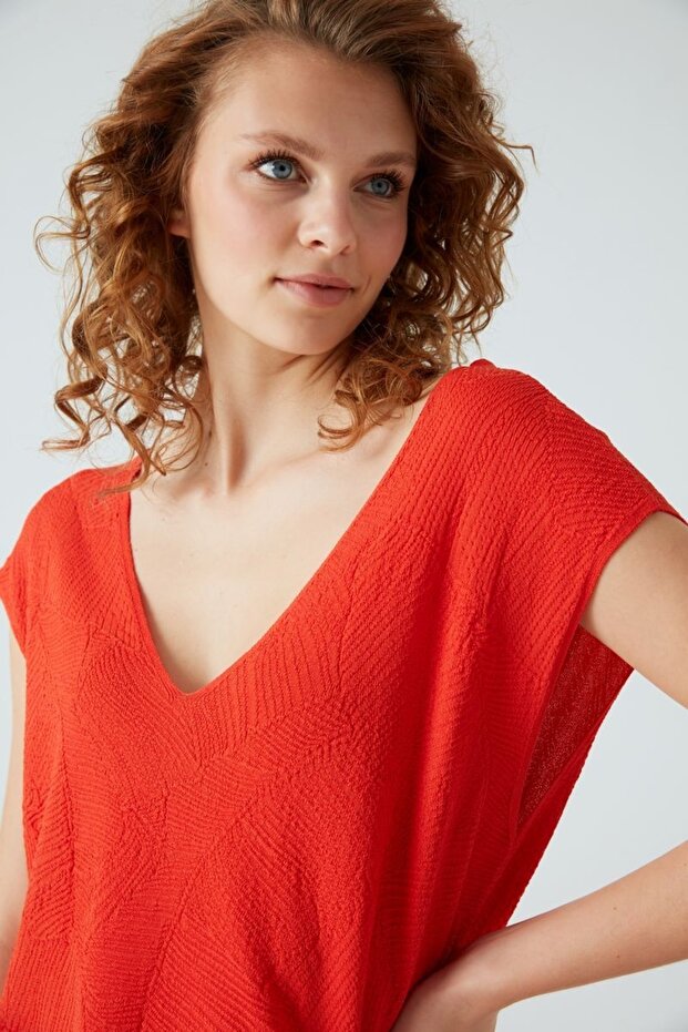 Palm Leaf Patterned Knitted Blouse - 2