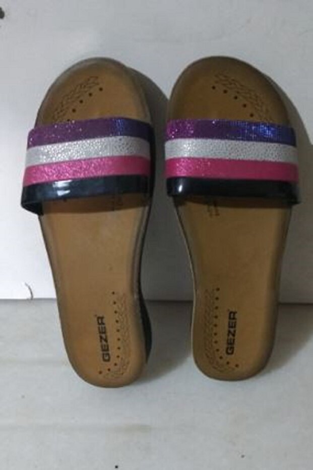Black Lilac White Pink Striped Home Wearing Slippers Stylish Quality