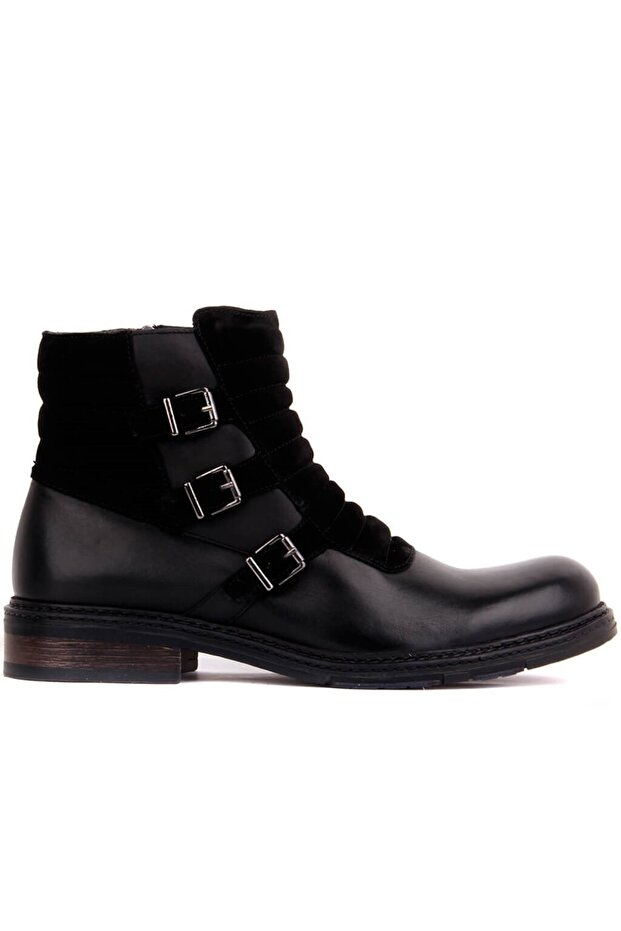 - Black Suede Leather Zippered Men's Boots 102-2750-61360