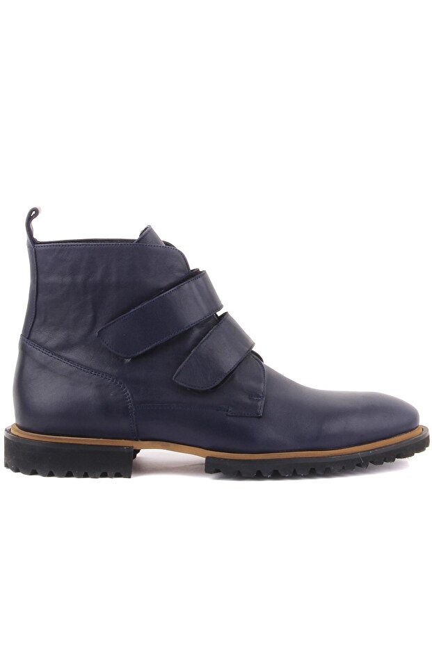 - Navy Blue Leather Velcro Eva Sole Men's Boots 102-3657-8-1155