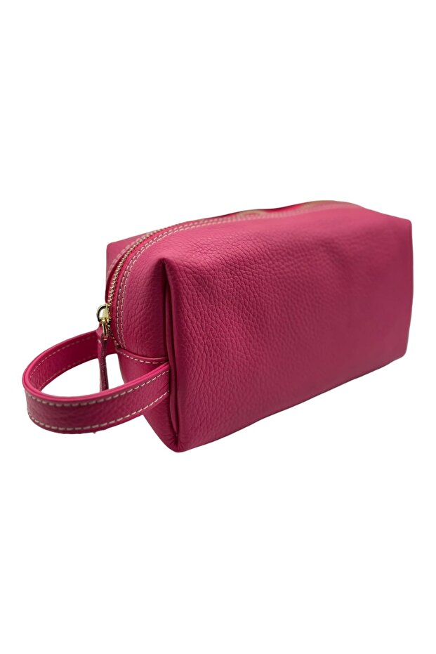 Çanta Içi Makyaj Malzemesi Düzenleyici, Organizer %100 Hakiki Deri (FUŞYA) E:20cm Y:13cm D:10cm - 1