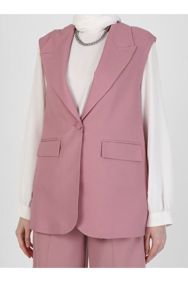 Zseb részletes mellény - szárított rózsa - nő - 5