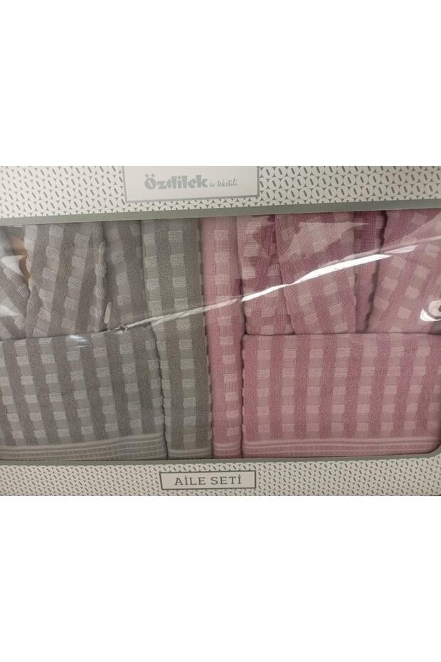 Bornoz Seti Plus Pembe Gri - 1