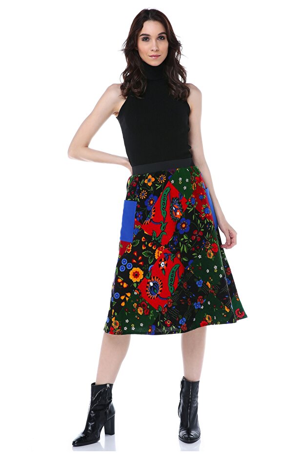 Divitin Changeable Patterned Patchwork Winter Skirt from Flannel