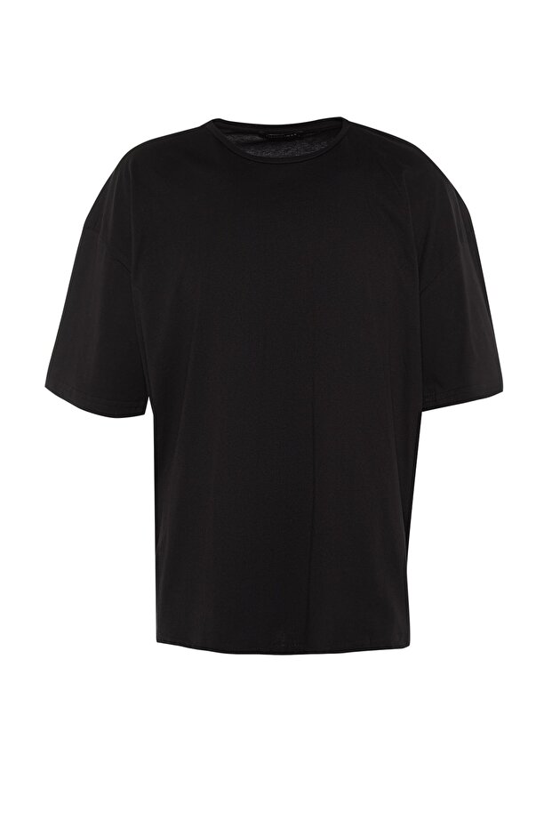 Unisex Siyah Oversize/Geniş Kesim Basic %100 Pamuklu T-Shirt TMNSS22TS0318 - 8