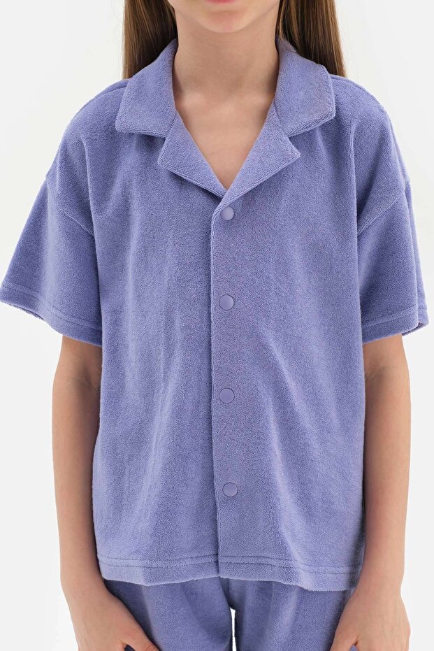 Lila Kız Çocuk Havlu Gömlek - 4