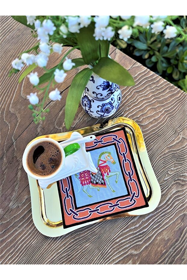 Decorative Kilimli Horse Patterned Cocktail Napkin (1 Piece)