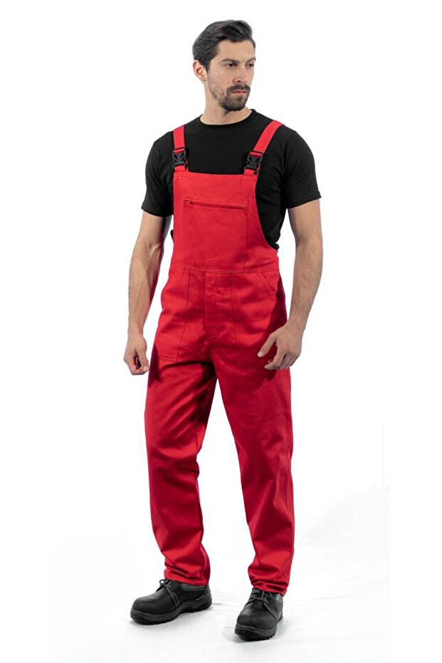 Bahçıvan Tulum, Kırmızı -8e1002- Üniforma, Askılı Tulum - 3