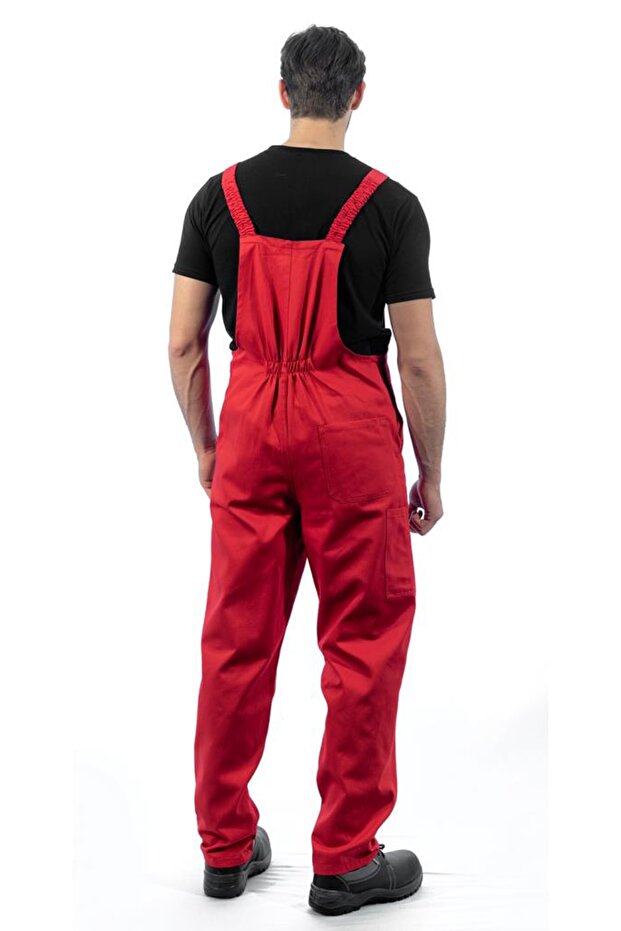 Bahçıvan Tulum, Kırmızı -8e1002- Üniforma, Askılı Tulum - 4