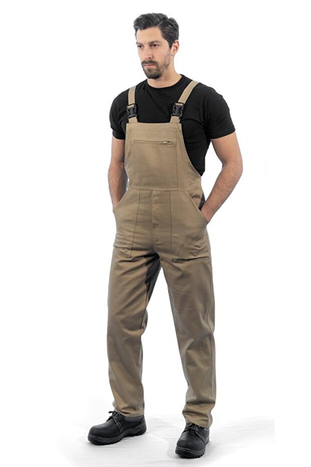 Bahçıvan Tulum, Bej -8e411- Üniforma, Askılı Tulum - 3