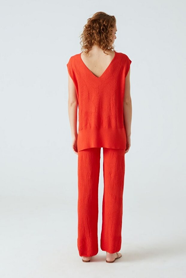 Palm Leaf Patterned Knitted Blouse - 5