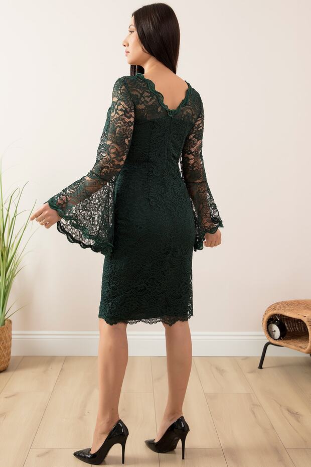 Kol Volanlı Kısa Dantel Abiye Elbise 13034 - 6