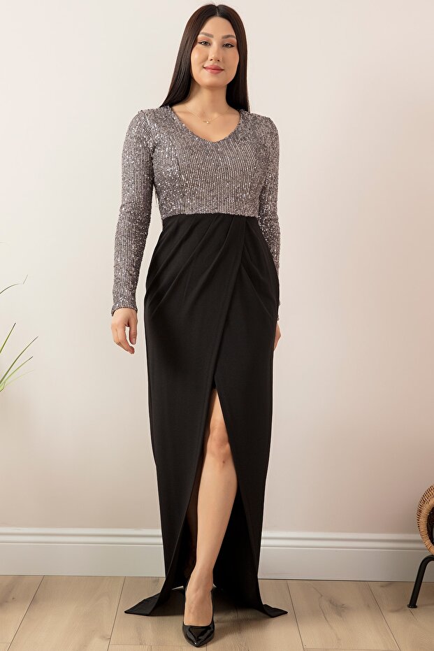 Rochie de seară lungă cu decolteu în V 13067 - 4