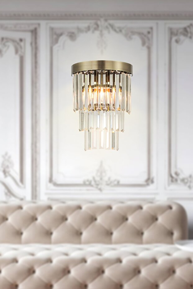 Desina Crystal Stone Luxury Sconce - (Tumbled Finish)