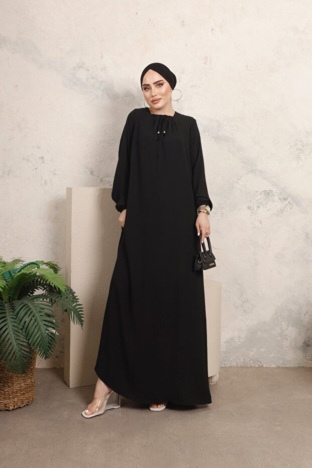 Rochie casual cu guler elastic de marimi plus