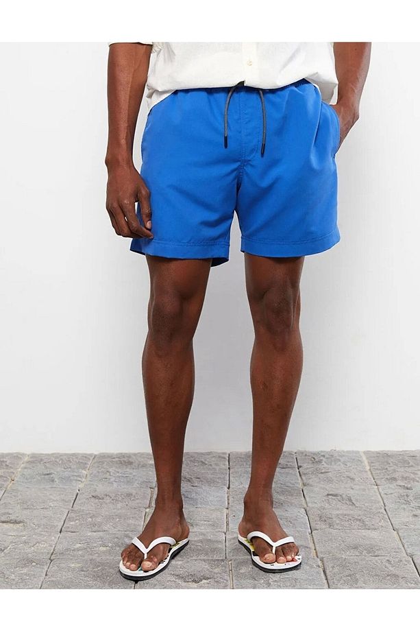 Your Fashion Style'dan Erkek Saks Mavi Deniz Şortu Yüzme Şort Diz Hizası Boy Basic - 5