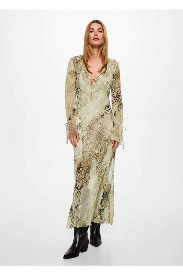 Leopar Desenli Elbise - 2