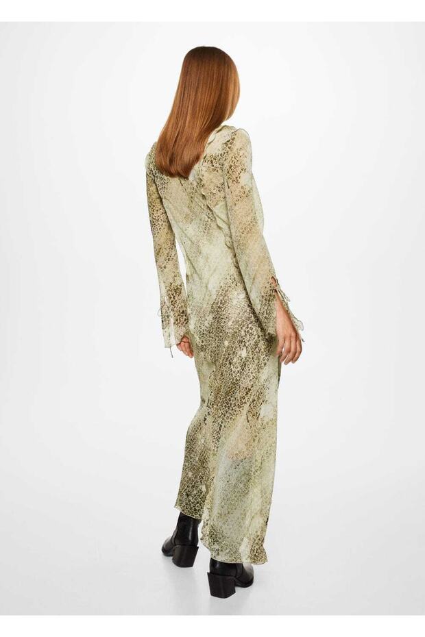 Leopar Desenli Elbise - 4