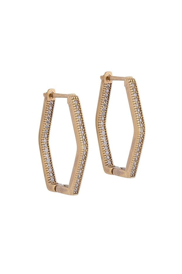 Bronze Rhombus Earrings With Stones