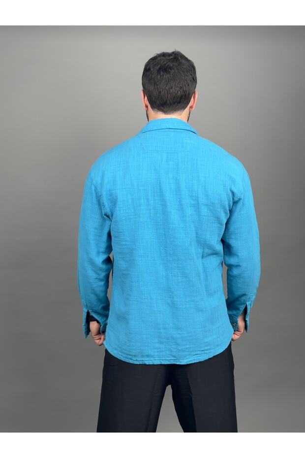 Duble Keten Mavi Ceket - 3