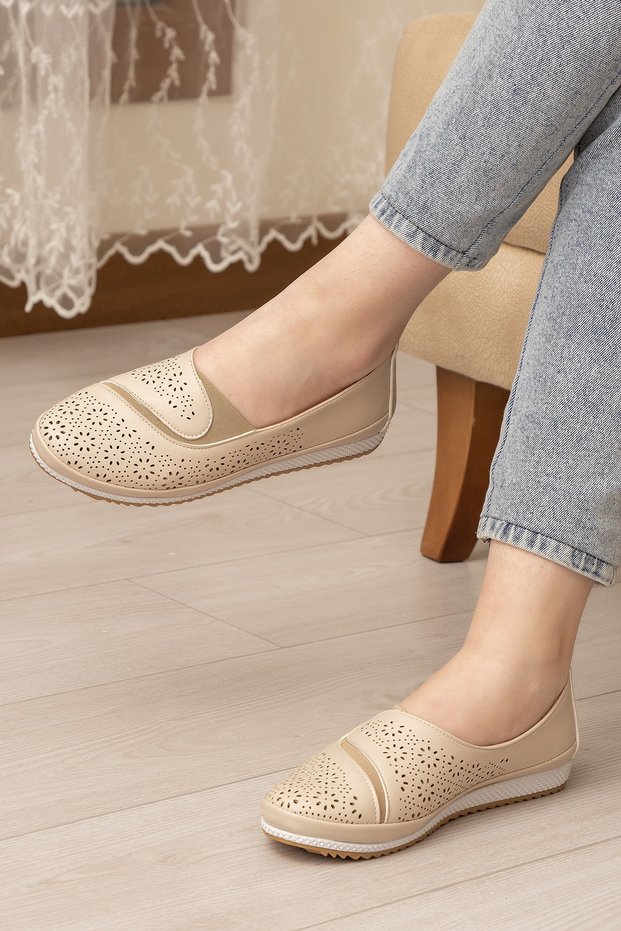 Orthopedic Daily Soft Women's Skin Perforated Ballerina Shoes