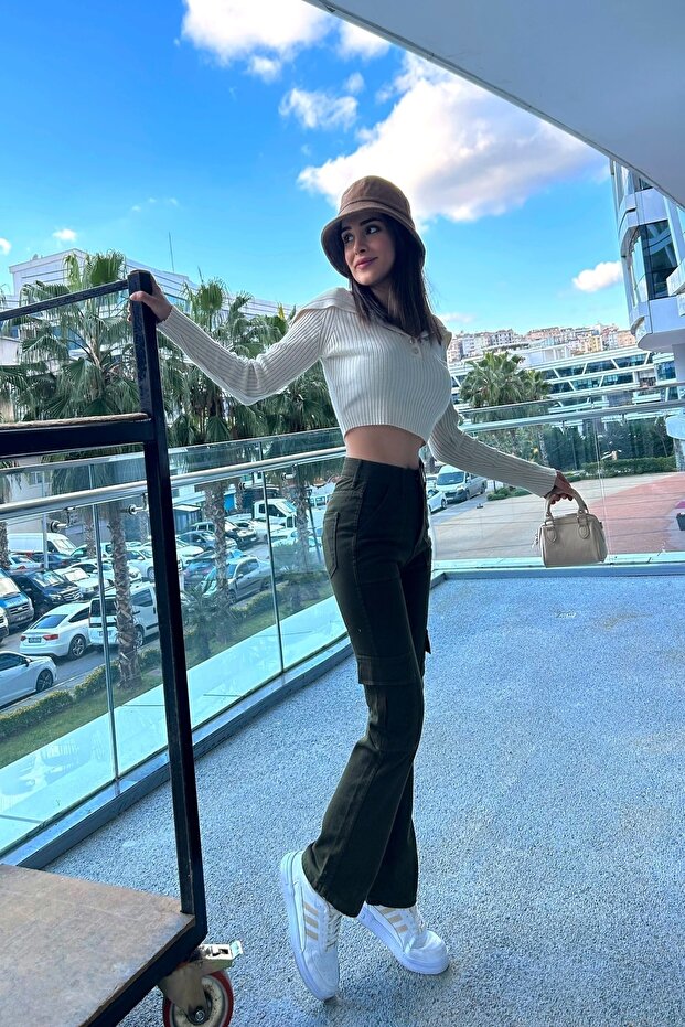 Kadın Kargo Cepli Pantolon - 2