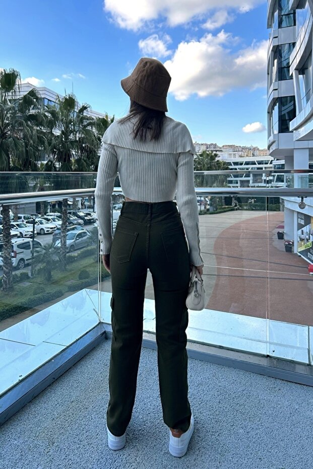 Kadın Kargo Cepli Pantolon - 8